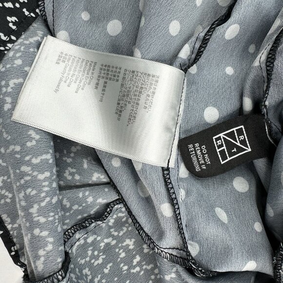 CAARA Women's Black Millazo Polka Dot Satin Asymmetric Shift Mini Dress S/C38 - Picture 14 of 16